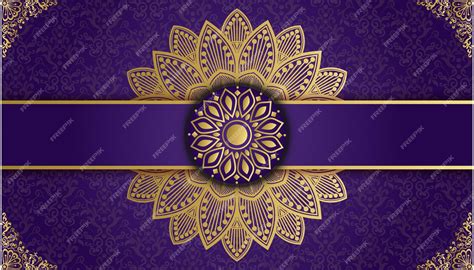 Premium Vector | Purple and gold background with a gold floral design on the bottom decorative ...