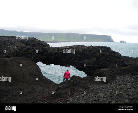 Dyrholaey volcanic black sand beach, Iceland Stock Photo - Alamy