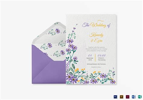 Garden Wedding Invitation Card Template in PSD, Word, Publisher, Illustrator, InDesign