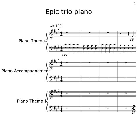 Epic trio piano - Sheet music for Piano