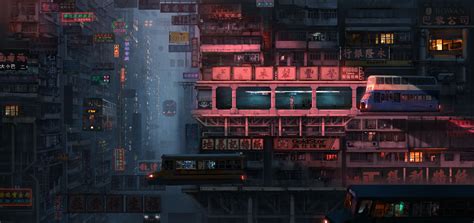 ArtStation - hongkong cyberpunk city