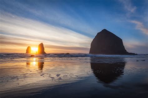 Cannon Beach Oregon Haystack Rock and The Needles - Battered ...