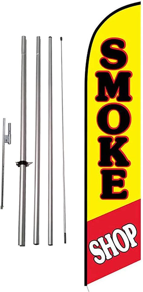 Buy Smoke Shop Advertising Feather Banner Swooper Flag Sign with 15 Foot Flag Pole Kit and ...
