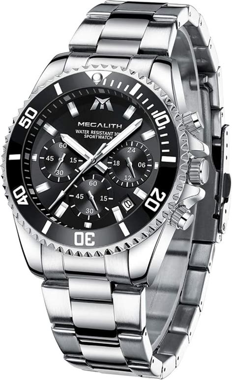 MEGALITH Mens Watches Chronograph Stainless Steel Watches for Men ...