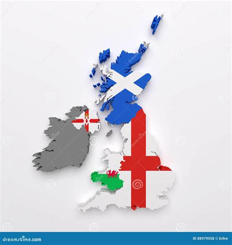 Uk countries map and flags stock illustration. Illustration of ireland ...