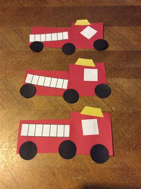 Shapes Fire Truck | Truck crafts, Preschool crafts, Community helpers preschool crafts