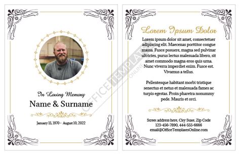 5 Free Obituary/Funeral Memorial Card Templates in MS Word