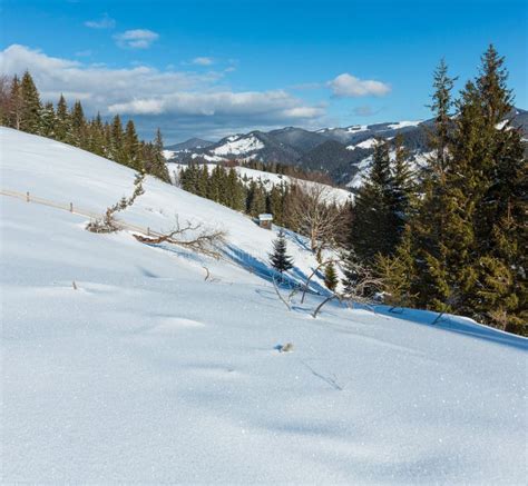 Winter Mountain Rural Snow Covered Hill Slope Stock Photo - Image of ridge, dzembronya: 133887178