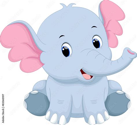 Cute baby elephant cartoon Stock Vector | Adobe Stock