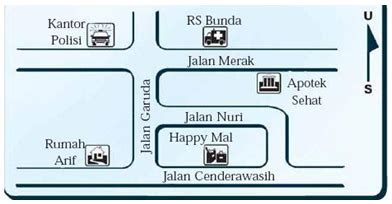 Perhatikan denah berikut ini! Nama jalan yan...