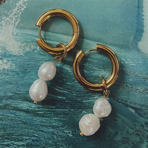 Double Pearl Hoop Earrings By DIVON