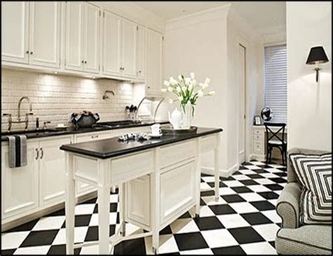 Black and White Floors | White kitchen decor, White tile kitchen floor, White kitchen tiles