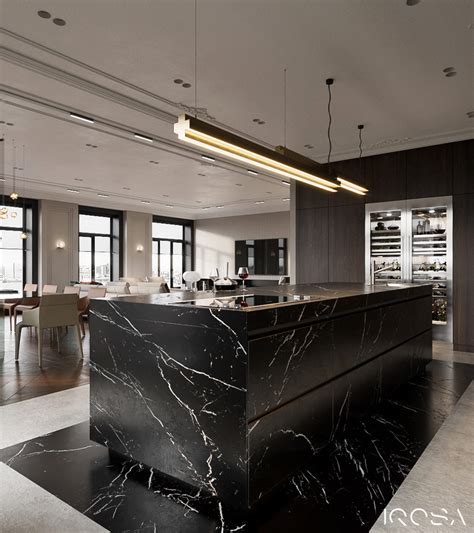 black marble kitchen island | Interior Design Ideas