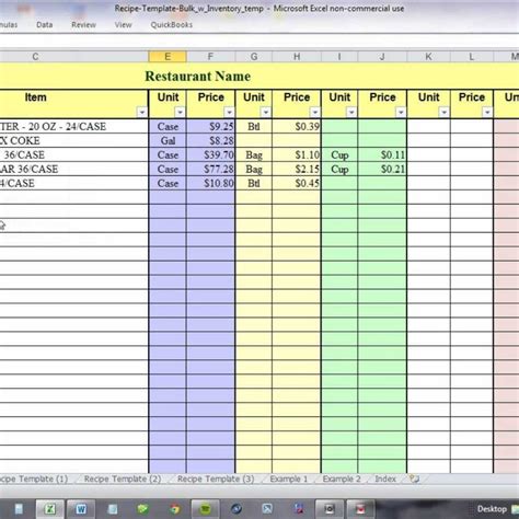 Bakery Costing Spreadsheet regarding Using Excel For Recipe Costing And Inventory Linking ...