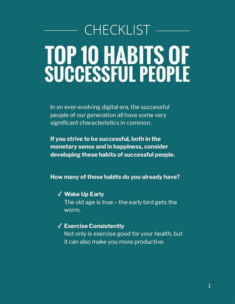 Top 10 Habits of Successful People - Checklist – (Downloadable – PDF) | My Success Principles Store