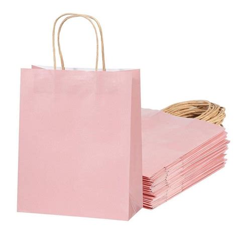 24-Pack Glossy Pink Paper Gift Bags with Handle Wedding Party Favor ...