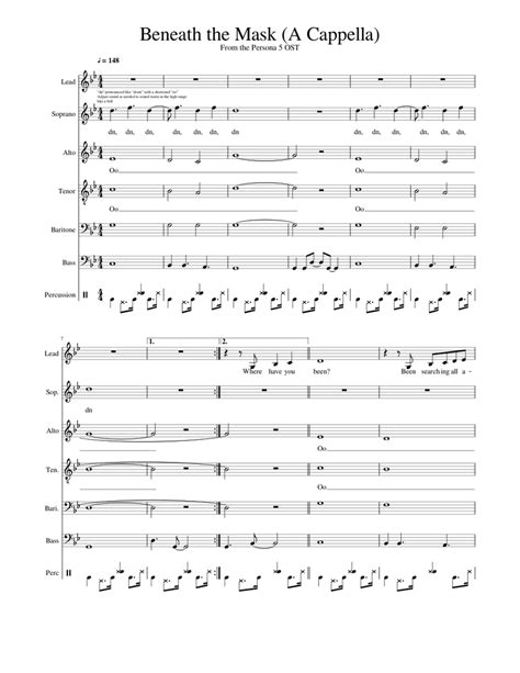 Beneath The Mask (From Persona 5) A Cappella Sheet music for Piano, Bass guitar, Drum group ...