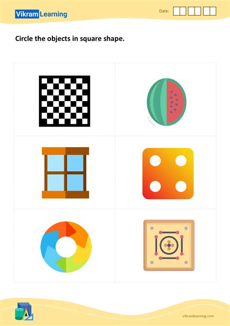 Download circle the objects in square shape worksheets | vikramlearning.com