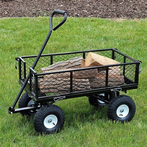 Sunnydaze Garden Cart, Heavy Duty Collapsible Utility Wagon, 400 Pound Capacity, Black - Walmart ...