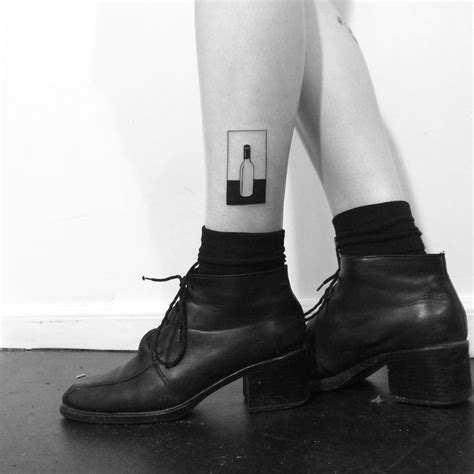 Negative space wine bottle tattoo by Chinatown Stropky - Tattoogrid.net