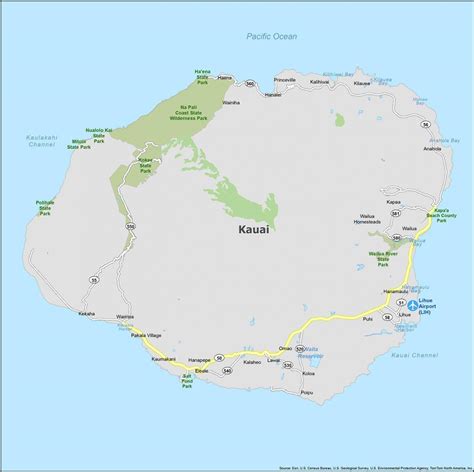 Kauai Island Map, Hawaii - GIS Geography