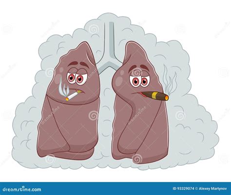 Smoker`s lungs stock vector. Illustration of lungs, funny - 93329074