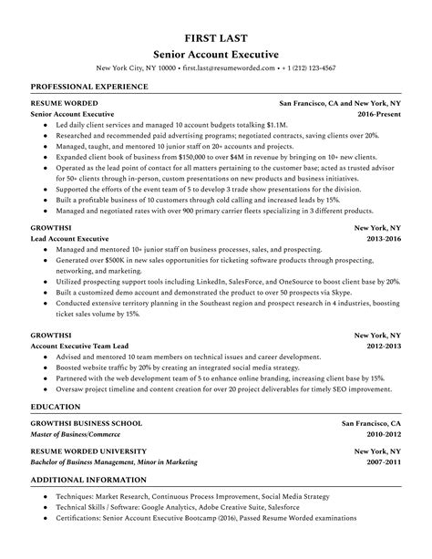 Account Executive Resume Template