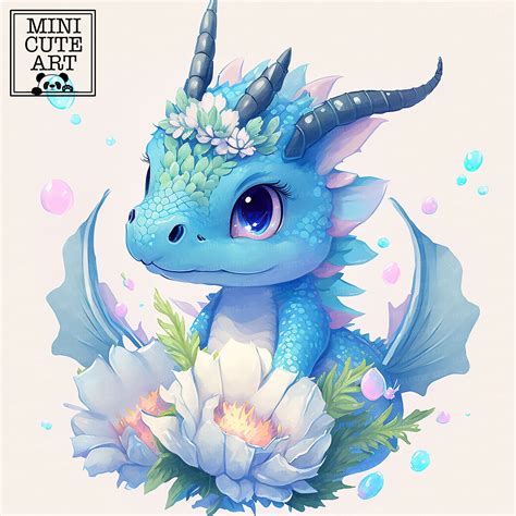 Cute Blue Dragon Watercolor Clip Art Dragon Watercolor Art - Etsy