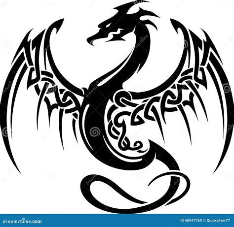 Celtic Dragon Wings Tattoo Stock Illustration - Image: 46947769