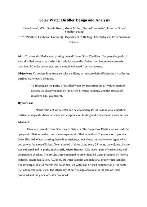 (PDF) Solar Water Distiller Design and Analysis