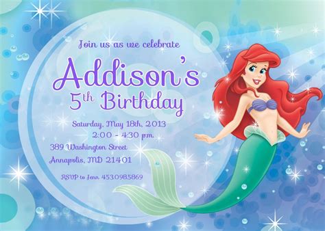 Free Little Mermaid Invitation Templates | Little mermaid invitations, Mermaid invitations ...