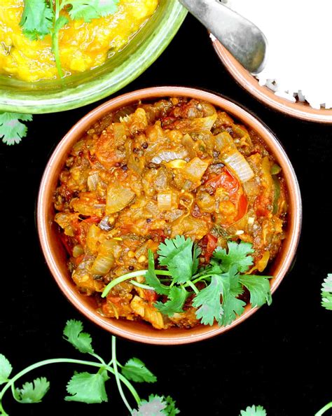 Baingan Bharta, Indian fire-roasted eggplant in a tomato onion sauce ...