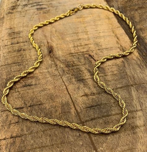 24k Gold Plated Rope Chain Choker/ Necklace Rope Chain | Etsy