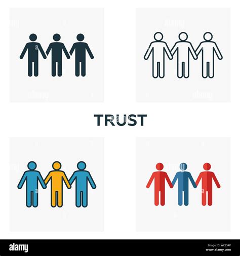 Trust icon set. Four elements in diferent styles from business ethics icons collection. Creative ...