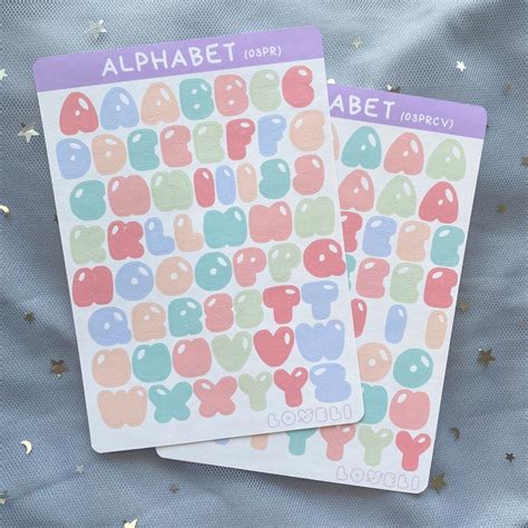 Kawaii Alphabet Stickers Cute Letter Stickers Polco Deco | Etsy