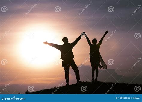 Silhouette Romantic Couple With Sunset Or Sunrise Stock Photo - Image of lovers, purple: 150136656