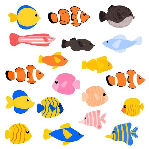 Various types of fish collection. Fish clipart set. 10657932 Vector Art at Vecteezy