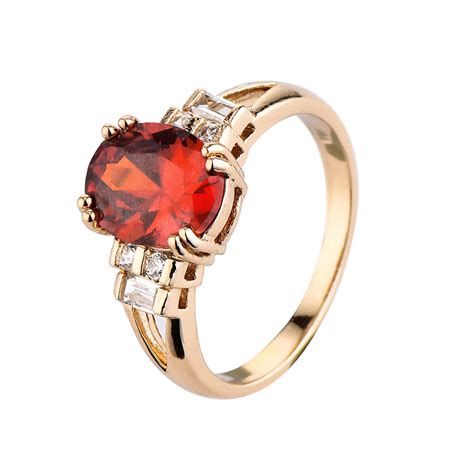 R104 2018 New Arrival Womens Red Gold Rings Luxury Jewellery Nickel Free Girlfriend's Engagement ...