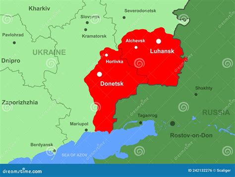 Donetsk And Luhansk Map. Regions In Eastern Ukraine. Detailed Vector ...