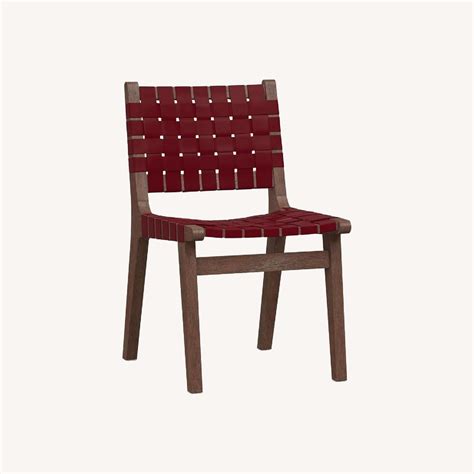 Pottery Barn Fenton Woven Leather Dining Chair - AptDeco