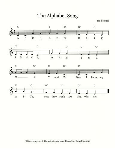 Alphabet Song - ABCs: free lead sheet with melody, chords and lyrics