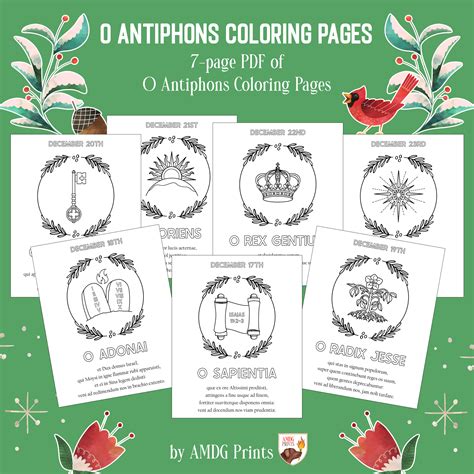 O Antiphons Latin Coloring Pages - AMDG Prints