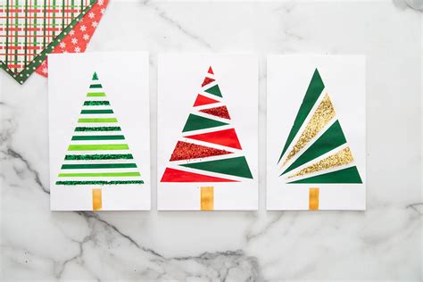 Tape Resist Christmas Tree Cards - The Best Ideas for Kids