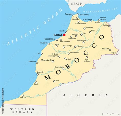 Western Sahara political map with capital Laayoune, national borders ...