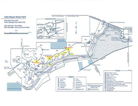 John Bryan State Park Map (with Parking Lots Marked)