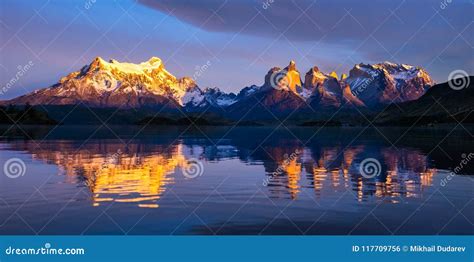 Torres Del Paine National Park during Sunrise Stock Photo - Image of ...