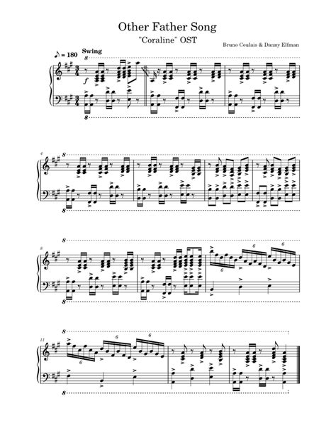 Other Father Song – Bruno Coulais Sheet music for Piano (Solo ...