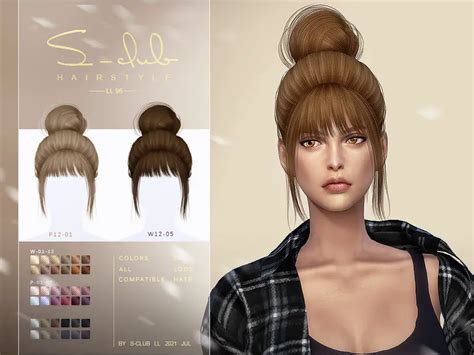 The bun with bangs hair by S - Club ~ The Sims Resource - Sims 4 Hairs