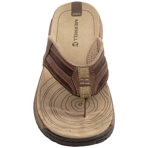 Merrell Traveler Tilt Flip-Flops (For Men) - Save 56% Mens Flip Flops, Leather Flip Flops ...