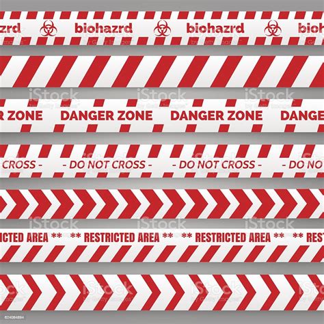 Danger Tapes Red And White Collection Stock Illustration - Download Image Now - Accessibility ...